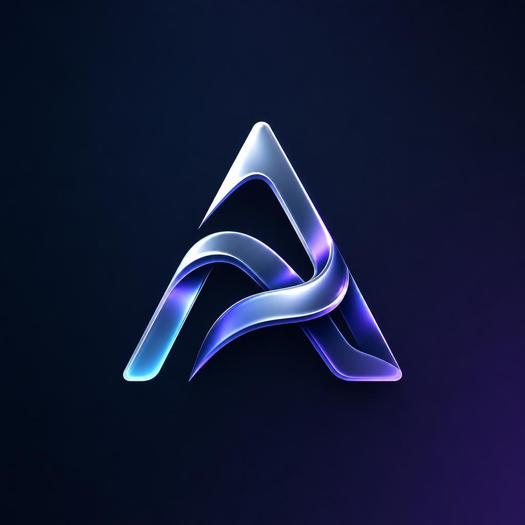 Minimal chrome 3D AI brand mark
